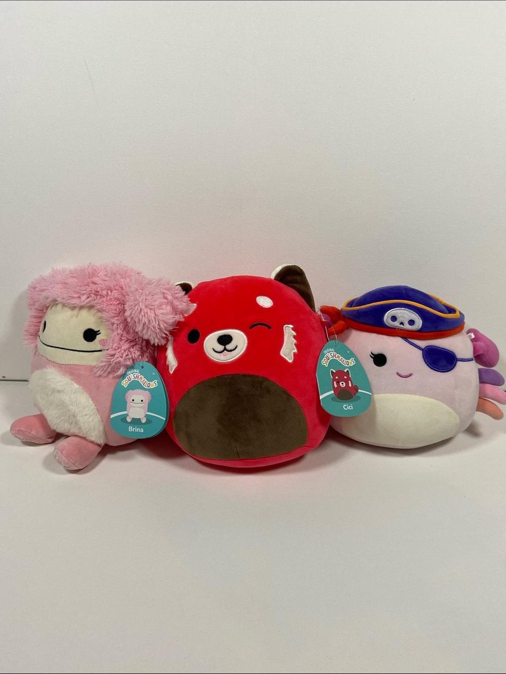 Squishmallows Crab, Yeti, and fox 8” & 9”